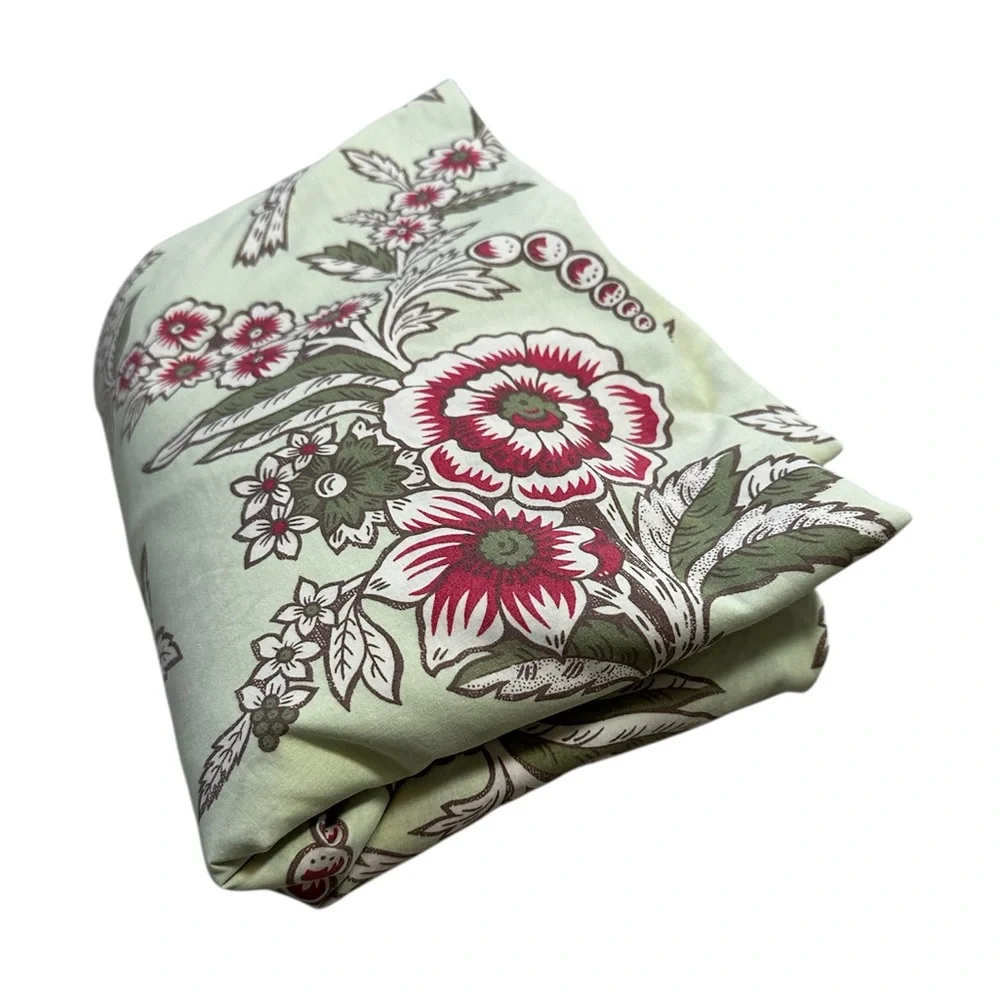 Pottery Barn Duvet Cover Light Green Pink Floral Boho Cottagecore 94”x80”